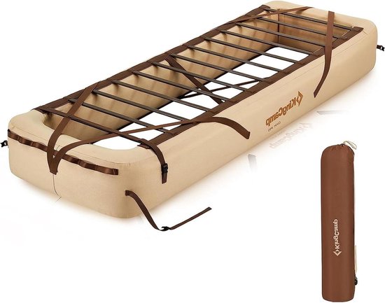Opblaasbaar bedframe - Kampeer luchtbed - Comfortabel kamperen - Verhoogt 25 cm - 200 x 70 cm - Kaki