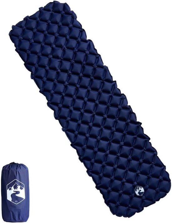 Opblaasbaar Campingmatras - Slaapmat Luchtbed - Kamperen Buiten - Waterdicht Duurzaam Materiaal - 190 x 58 x 6 cm - Marineblauw