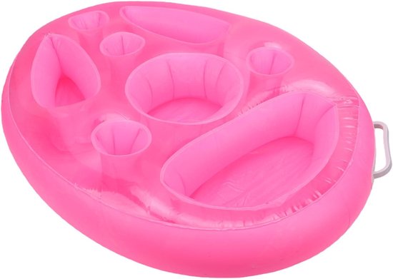 Opblaasbaar Dienblad - Zwembad Tafel - Drankjes Koel Houden - Verzwaarde Stabiele Basis - 70x50x15cm - Roze