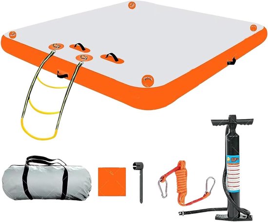 Opblaasbaar Drijvend Dok - Water Platform - Zwemmen en Zonnebaden - 6 Inch Dikke Constructie - 150x180 cm - Wit
