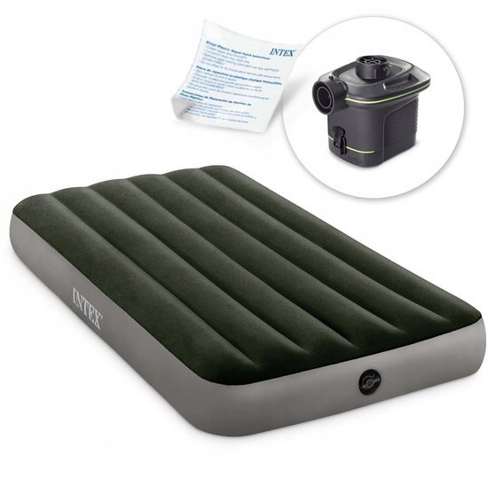 Opblaasbaar eenpersoons luchtbed 191x99x25 cm met elektrische pomp van Intex