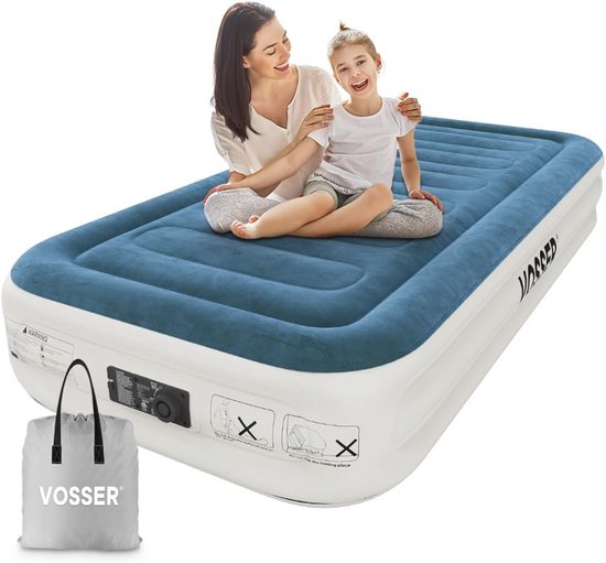 Opblaasbaar eenpersoonsluchtbed met geïntegreerde pomp - ideaal voor camping en thuis van Intex