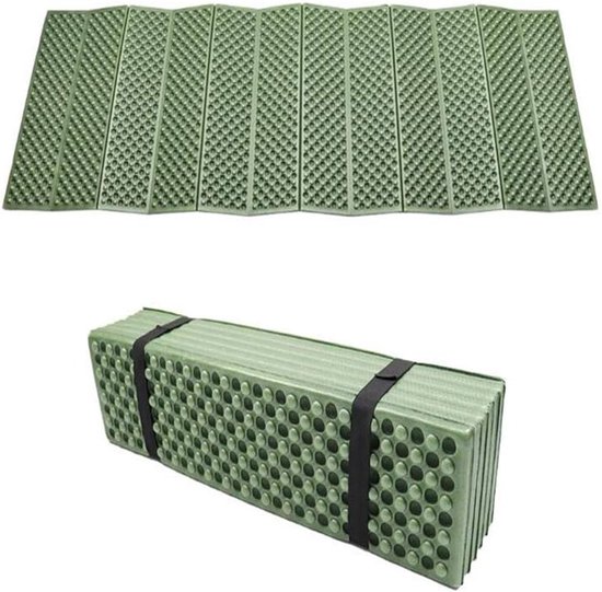 Opblaasbaar kampeermatje, opvouwbaar, ultralicht, vocht- en waterafstotend, draagbare traagschuimmatras Met afzonderlijke luchtkamers, geschikt voor sport, yoga, kamperen, wandelen en backpacken (groen) van Merkloos