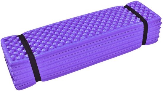 Opblaasbaar kampeermatje, opvouwbaar, ultralicht, water- en vochtbestendig, draagbaar matras van traagschuim Matras met afzonderlijke luchtkamers, geschikt voor sport, yoga, kamperen, wandelen en backpacken (paars) van Merkloos