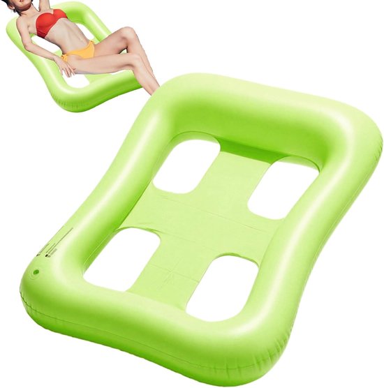 Opblaasbaar Lounge Eiland - Drijvend Ligbed - Water Ontspanning - Verdikt PVC Materiaal - 90x120cm - Groen