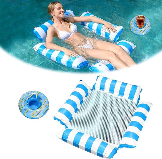 Opblaasbaar luchtbed met bekerhouder - Duurzaam en veelzijdig loungestoel voor zwembad - Voor volwassenen en kinderen van Intex