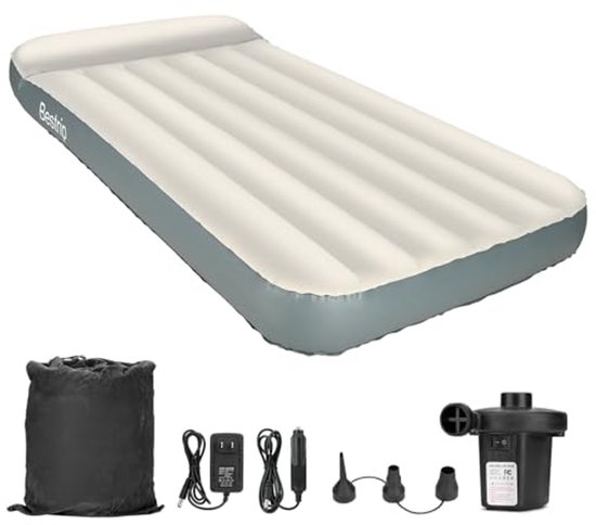 Opblaasbaar luchtbed met elektrische pomp voor binnen en buiten, eenpersoons slaapmatras van Intex