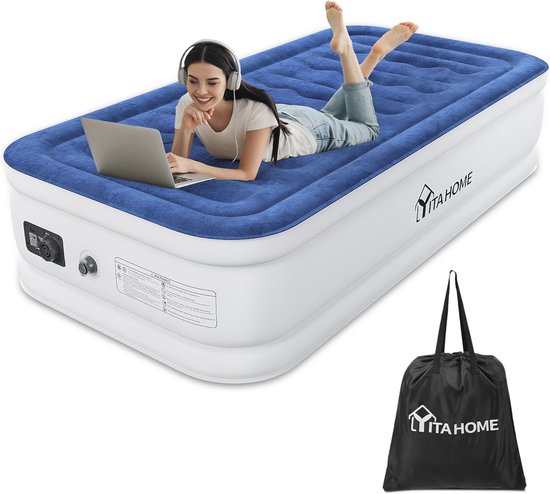 Opblaasbaar Luchtbed met Elektrische Pomp - Zelfopblazend, Comfortabel & Compact - Perfect voor Camping & Logeerpartijen van Lunvon