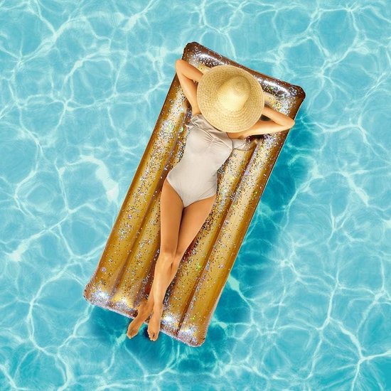 Opblaasbaar luchtbed met gouden glitters van Intex