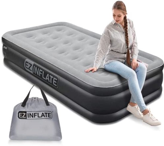 Opblaasbaar Luchtbed met Ingebouwde Pomp voor Thuis en Camping - Luxe Opblaasmatras Twin van Intex