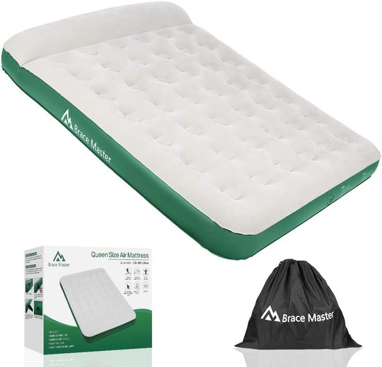 Opblaasbaar Luchtbed met Kussen - Waterdicht, Dubbelbed - 203 x 152 x 28 cm - Ideaal voor Kamperen en Gasten van Intex