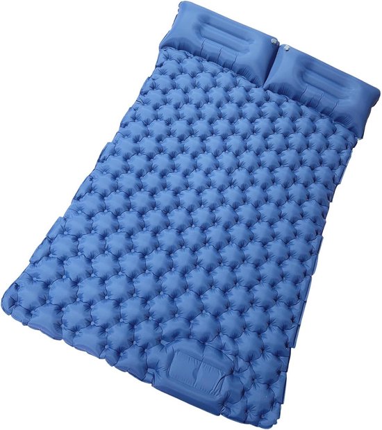 Opblaasbaar luchtbed - Reisluchtbed Slaapmat - Kamperen Buiten - Ingebouwde Pomp - 196x125x9cm - Blauw