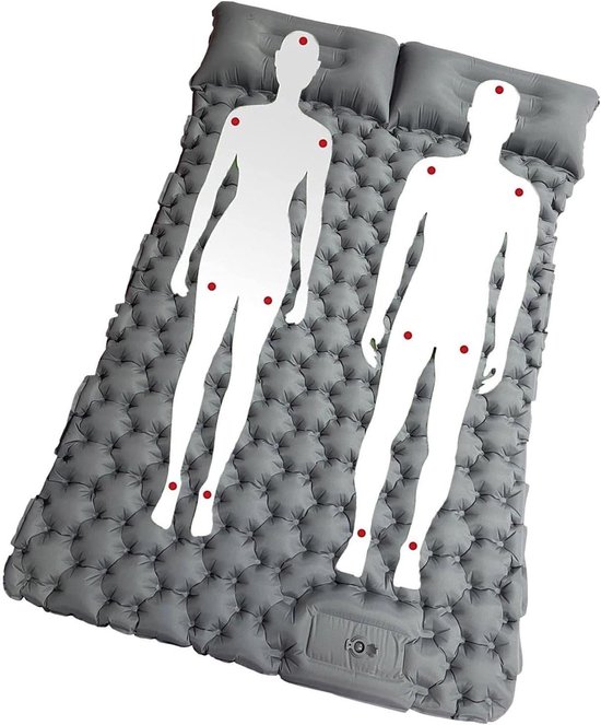 Opblaasbaar luchtmatras - Luchtbed Campingmatras - Kamperen en Reizen - Met ingebouwde pomp - 196x125x9cm - Lichtgrijs