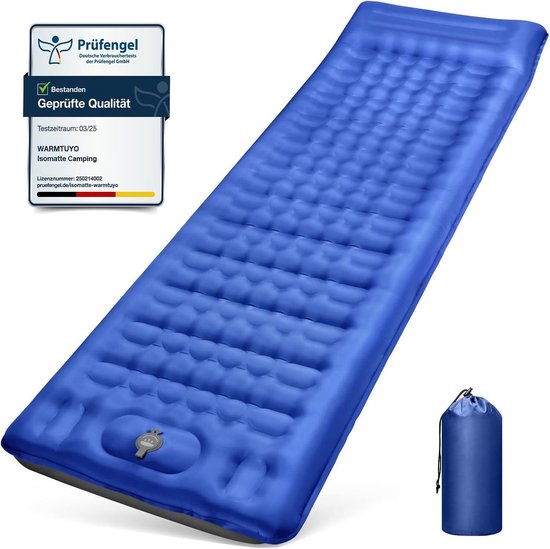 Opblaasbaar Matras - Blauw - 200 x 68 x 12 cm - Zelfopblazend en Waterdicht - Voor 1 Persoon