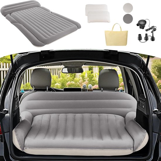 Opblaasbaar matras - Kampeerbed SUV - Reizen en kamperen - Dubbel gevlokt comfort - 192 x 125 cm - Grijs