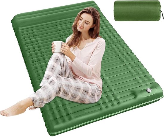 Opblaasbaar matras - Luchtbed dubbel - Outdoor slapen - Snel op te blazen - 202 x 140 cm - Blauw