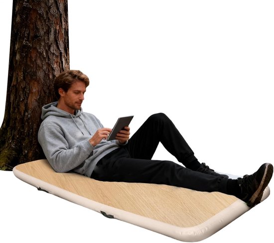 Opblaasbaar Matras - Luchtbed Kamperen - Buiten Slapen - Verbeterd Luchtkamerontwerp - 200x65x15 cm - Houtnerf