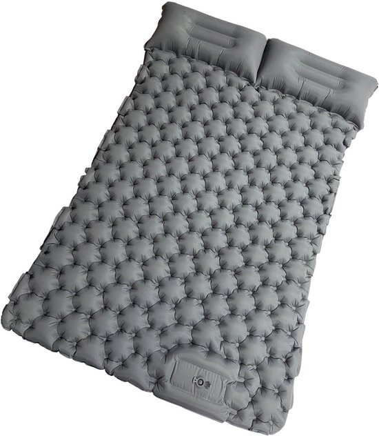 Opblaasbaar Matras - Luchtbed Kamperen - Comfortabel Slapen - Ingebouwde Pomp - 196x125x9cm - Lichtgrijs