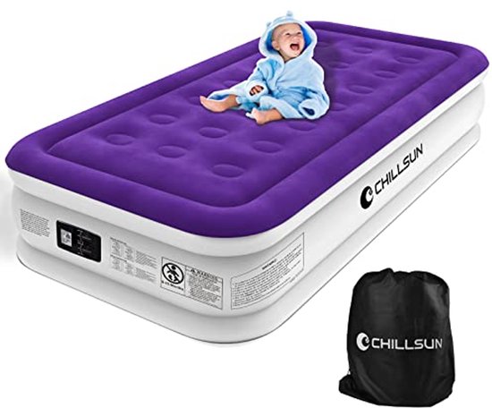 Opblaasbaar matras met elektrische pomp - zelfopblaasbaar bed voor camping en thuisgebruik (1 persoon, 41 cm) van Merkloos