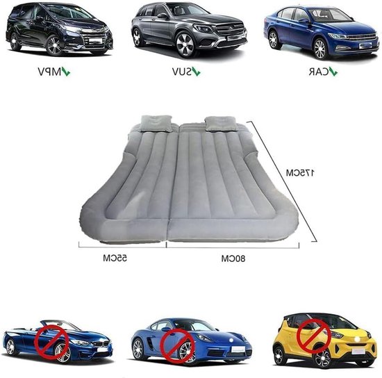 Opblaasbaar Matras - Reisbed Auto - Comfortabel Slapen - Voertuigspecifiek Ontwerp - 175 x 135 cm - A-1