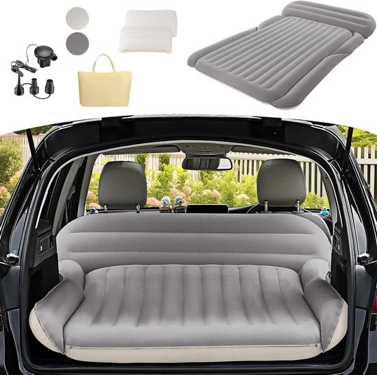 Opblaasbaar matras - Reisbed auto - Kamperen en reizen - Dubbel gevlokt design - 192 x 125 cm
