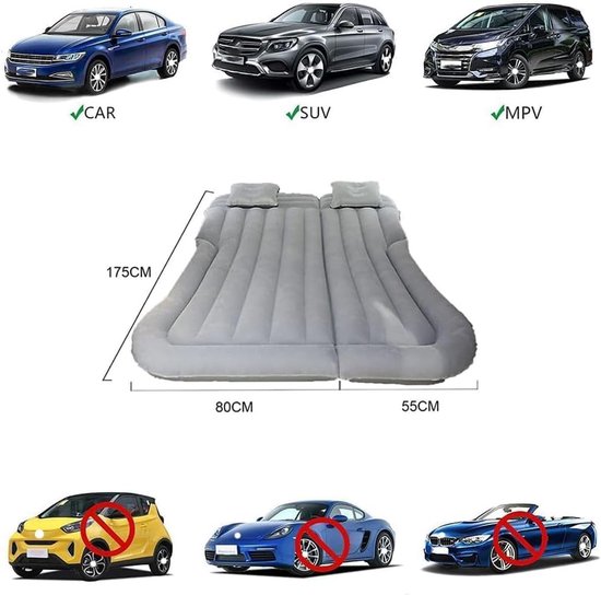 Opblaasbaar Matras - Reisbed Slaapmat - Comfortabel Reizen - Voertuigspecifiek Ontwerp - 175 x 135 cm - B-1