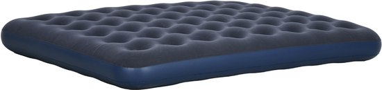 Opblaasbaar matras voor 2 personen, met geïntegreerde handpomp, gevlokt oppervlak, blauw