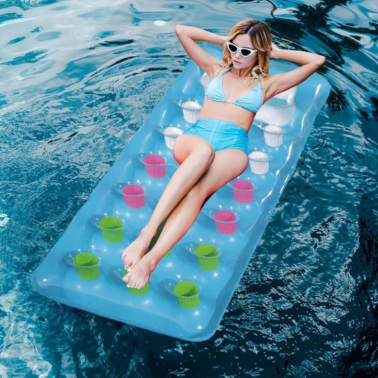 Opblaasbaar Matras - Waterhangmat Luchtbed - Ontspannen in Water - Comfortabel Zacht Oppervlak - 170 x 62 cm - Blauw