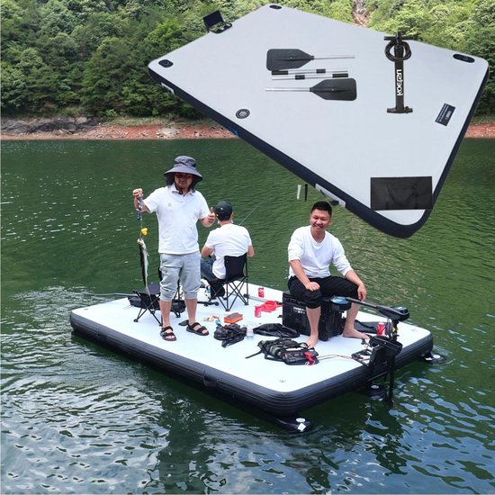 Opblaasbaar Platform - Drijvend Platform - Vissen en recreatie - Extra groot ontwerp - 2.0 meter - Meerkleurig