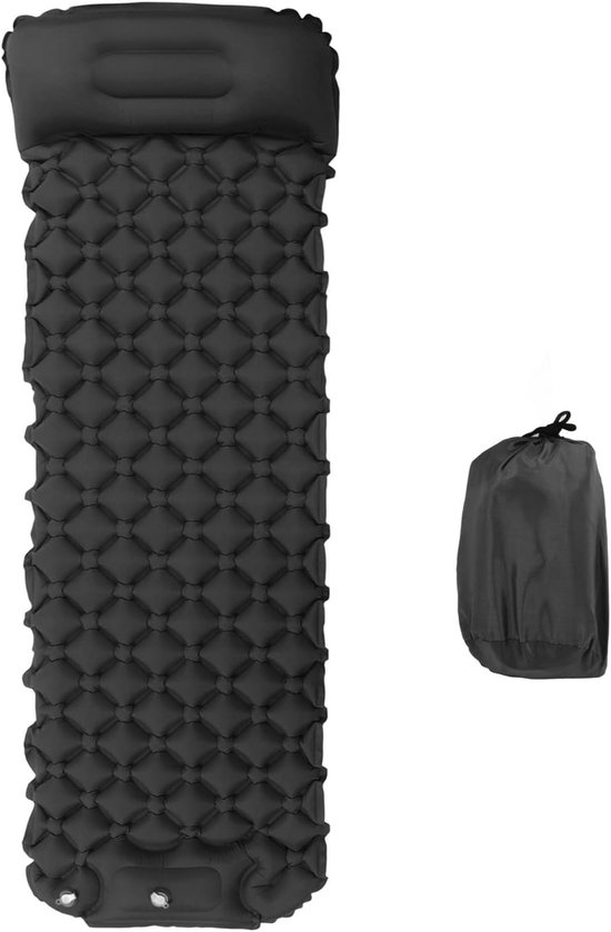 Opblaasbaar Slaapmat - Kampeer Mat - Buiten Slapen - Ingebouwde Pomp - 195x61cm - Donkergrijs
