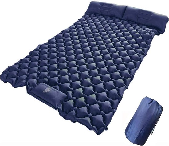 Opblaasbaar Slaapmat - Kampeer Matras - Outdoor Slapen - Ingebouwde Voetpomp - 206x120x6 cm - Blauw