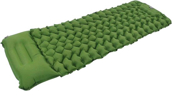 Opblaasbaar Slaapmatje - Kampeer Mat - Buiten Kamperen - Voet Opblaasbaar - 32x17x10 cm - Groen