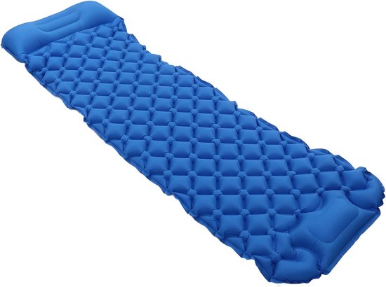 Opblaasbaar Slaapmatje - Kampeer Mat - Buiten Slapen - Snel Opblaasbaar - 195x61cm - Donker Blauw