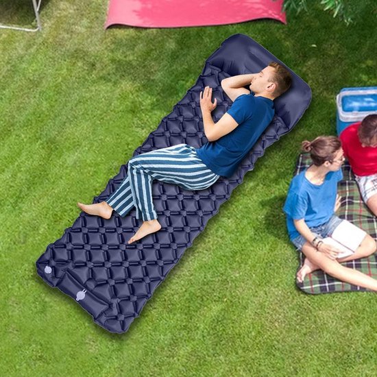 Opblaasbaar Slaapmatje - Kampeer Matras - Kamperen en Reizen - Snelle Installatie 30 Seconden - 190x60cm - Marineblauw