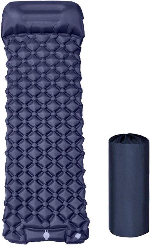 Opblaasbaar Slaapmatje - Kampeer Matras Luchtbed - Kamperen Backpacken - Geïntegreerde Pomp - 190x60cm - Marineblauw