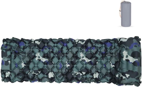 Opblaasbaar Slaapmatje - Kampeer Matras - Outdoor Slapen - Ingebouwde Voetpomp - 190 x 60 cm - Multicolor