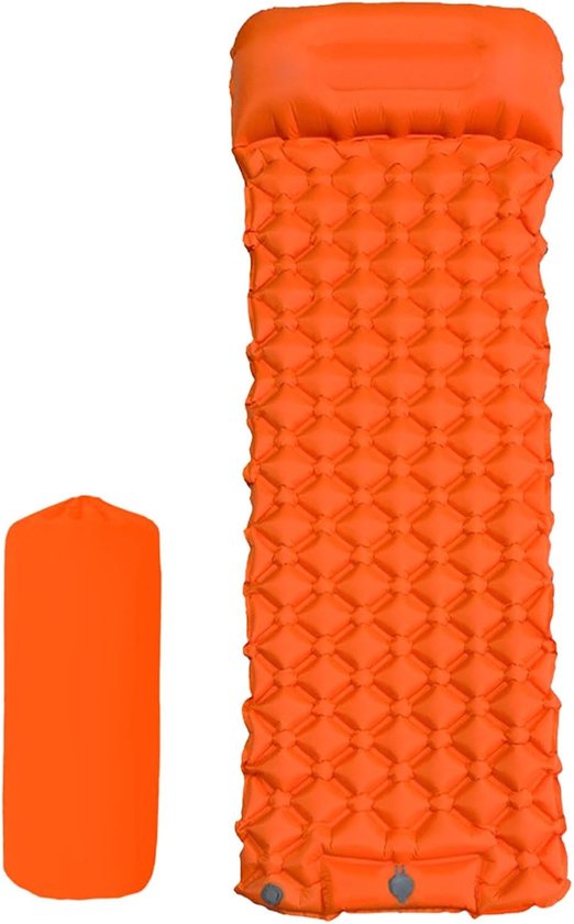 Opblaasbaar slaapmatje - Kampeerligmat - Kamperen en wandelen - Snel op te blazen - 190x60cm - Oranje