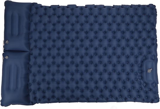 Opblaasbaar Slaapmatje - Kampeermatje met Kussen - Buiten Reizen - Geïntegreerde Voetpomp - 125 x 196 cm - Marineblauw