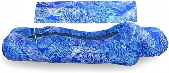 Opblaasbaar Strandbed - Luchtbank Ligstoel - Ontspannen Buiten - Geen Pomp Nodig - 190x75 cm - Blauw