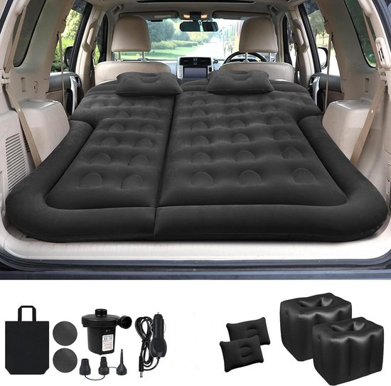 Opblaasbaar SUV-luchtmatras - comfortabel en veelzijdig - zwart - pvc en flocking - volledige grootte van Merkloos