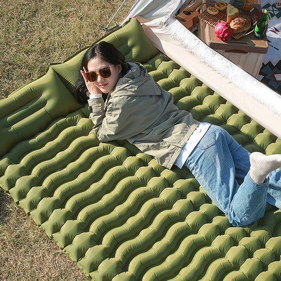 Opblaasbaar Tweepersoons Luchtmatras Met Pomp Extra Dik Camping Matras Outdoor Comfortabel van Merkloos