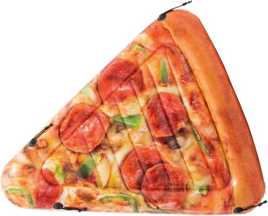 Opblaasbaar Vlot - Pizza Slice - Zwemmen Buiten - Realistische Print - 170 x 140 cm - Multicolour