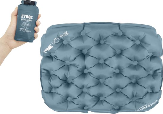 Opblaasbaar zitkussen, draagbaar lichtgewicht reisluchtzitkussen - 17,3 x 13,4 x 2 inch, vocht- en waterbestendig campingstoelmat voor buitenkantoor stadion bleekmiddel vliegtuig auto van WELLAX