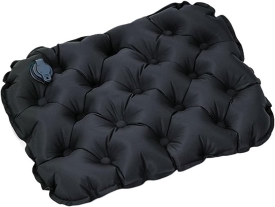 Opblaasbaar Zitkussen - Luchtmat Camping - Comfortabel Zitten - Waterdicht Ontwerp - 49 x 37.5 cm - Zwart