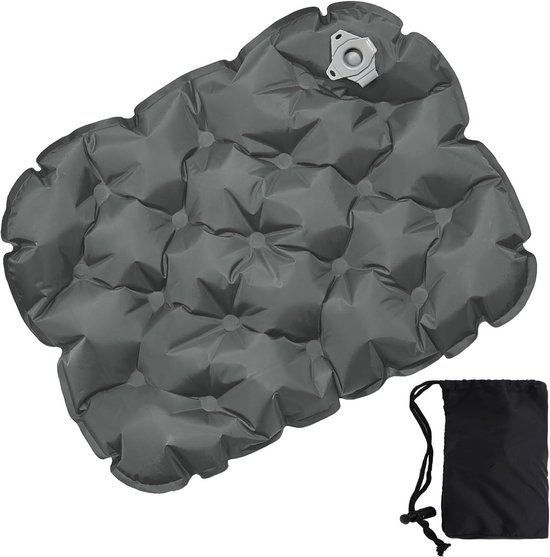 Opblaasbaar Zitkussen voor Camping en Outdoor Activiteiten - Waterdicht en Ultralicht - Ideaal voor Strand, Backpacken en Wandelen - Grijs