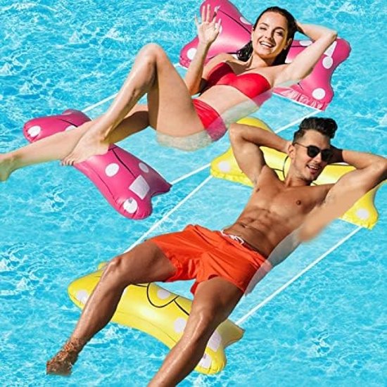 Opblaasbaar zwembad, 2 stuks, waterhangmat, opblaasbare hangmat, 4-in-1 loungestoel, zwembad, luchtmatras, zwembad, draagbare zwemmat voor volwassenen en kinderen van Merkloos
