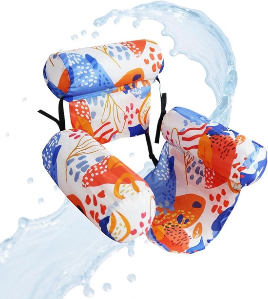 Opblaasbaar Zwembad Vlot - Drijvende Ligstoel - Water Ontspanning - Verstelbare Banden - 90x40x61 cm - Oranje