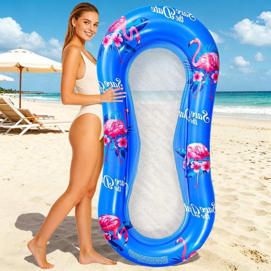 Opblaasbaar Zwembad Vlot - Water Zonnebed - Ontspannen in water - Comfortabel mesh net - Ondersteunt 120 kg - Vogelprint