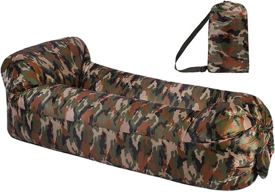 Opblaasbank - Luchtbank Bed - Kamperen Ontspannen - Driedimensionale Luchtkolom - 240x70 cm - Blauw