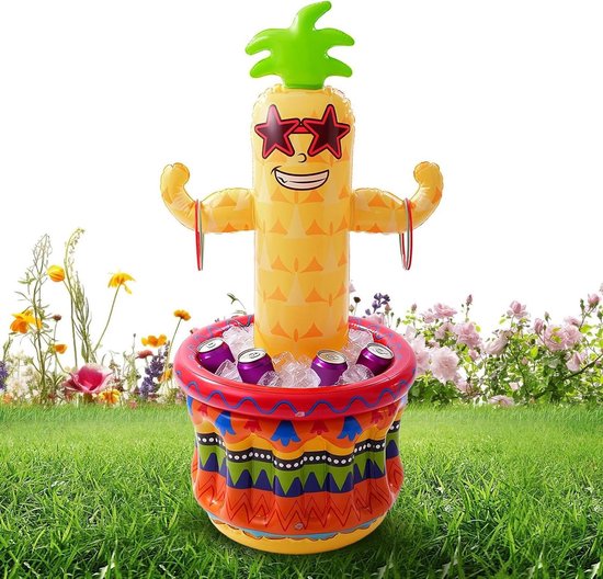 Opblaasbare Ananas Koeler - Feest Koelbox - Drankjes Koel Houden - Dubbel Ontwerp - 122 cm - Geel
